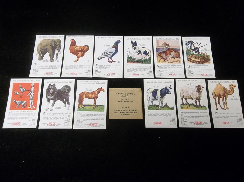 1929-33 Coca-Cola “World of Nature” Series II Man’s Closest Friends & Most Inveterate Enemies Complete Set of 12 in Original Sleeve