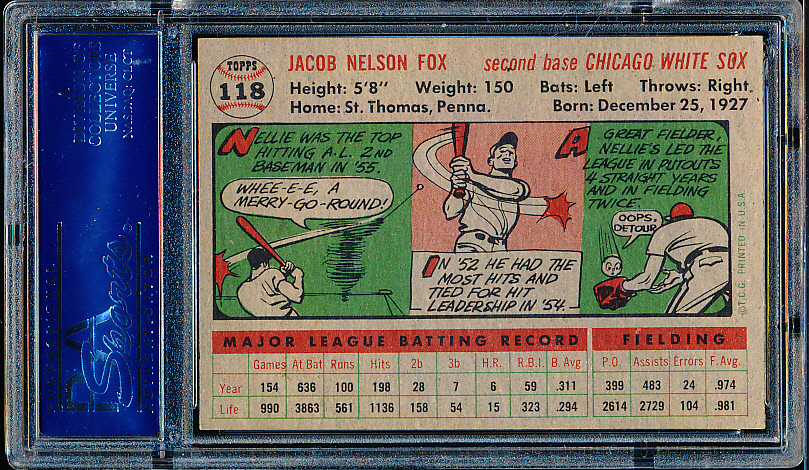 Nellie Fox 1956 Topps #118 Chicago White Sox EX