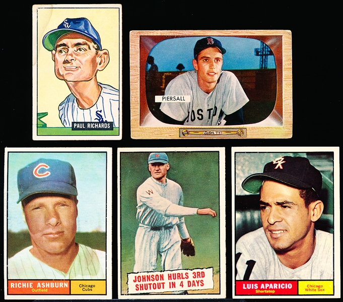 Five Vintage Baseball Cards