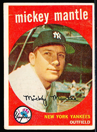 1959 Topps Baseball Card #10 Mickey Mantle New York Yankees