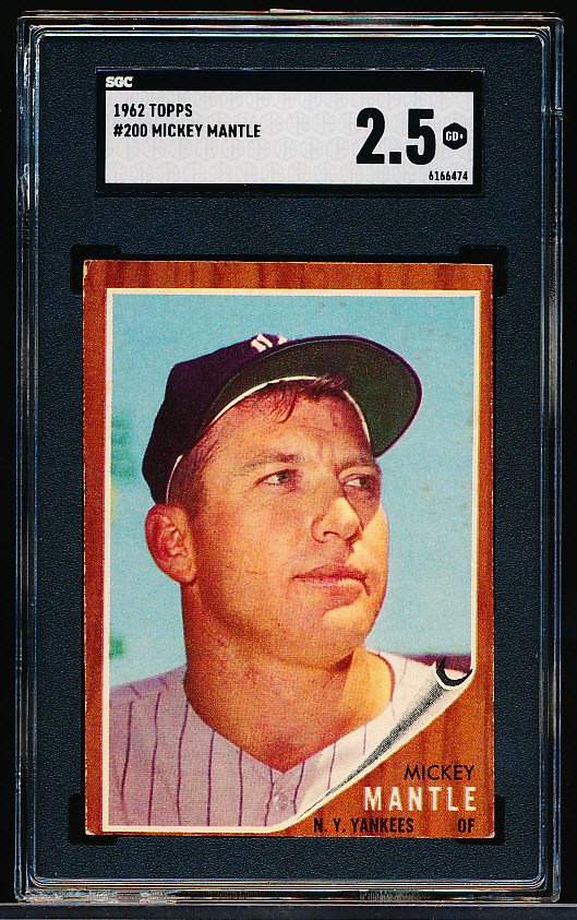 Lot Detail - 1962 Topps Baseball- #200 Mickey Mantle, Yankees- SGC 2.5 ...