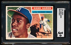 1956 Topps Baseball- #31 Hank Aaron, Braves- SGC 3 (Vg)- white back