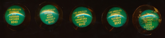 1970 Chemtoy Superballs- 5 Diff Los Angeles Dodgers