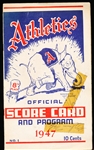 1947 Phila A’s Baseball Programs- 2 Diff