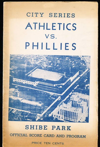 1949 Phila A’s vs. Phila Phillies- Baseball Scorecard- City Series at Shibe Park