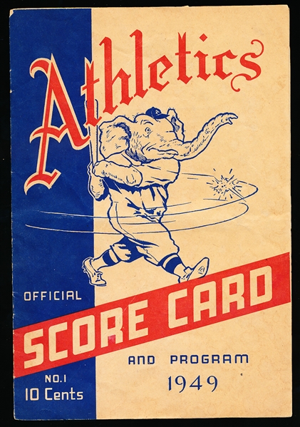 1949 Phila A’s vs. Detroit Tigers baseball Program
