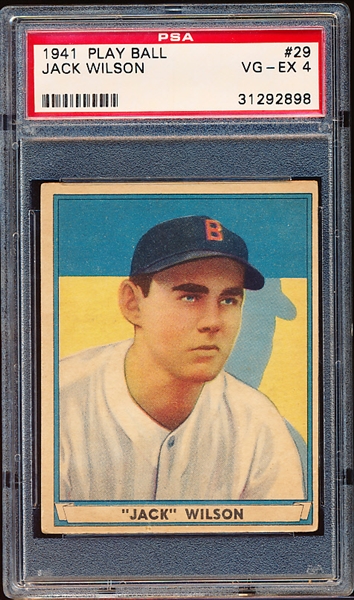 1941 Playball Baseball- #29 Jack Wilson, Boston Red Sox- PSA Vg-Ex 4 