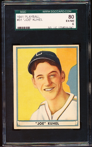 1941 Playball Baseball- #31 Joe Kuhel, White Sox- SGC 80 (Ex/NM 6)