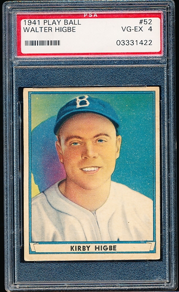 1941 Playball Baseball- #52 Walter Higbe, Brooklyn Dodgers- PSA Vg-Ex 4 – Hi#
