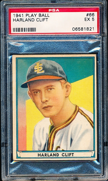 1941 Playball Baseball- #66 Harland Clift, St. Louis Browns- PSA Ex 5 –Hi#
