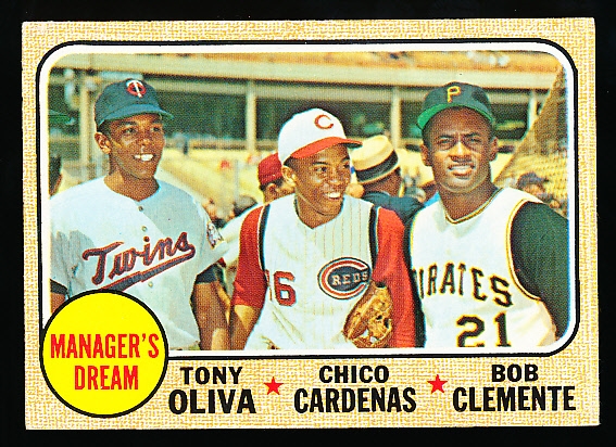 1968 Topps Baseball- #480 Manager’s Dream- Oliva/ Cardenas/ Clemente