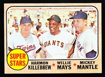1968 Topps Baseball- #490 Super Stars- Killebrew/ Mays/ Mantle