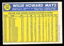 1970 Topps Bb- #600 Willie Mays, Giants