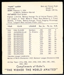 1965 Kahn’s Baseball- Hank Aaron, Braves