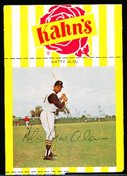 1967 Kahn’s Baseball with Tab- Matty Alou, Pirates