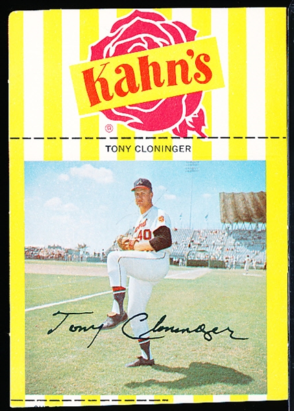 1967 Kahn’s Baseball with Tab- Tony Cloninger, Braves