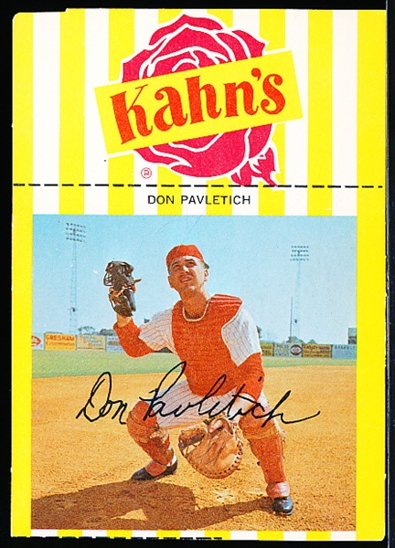 1967 Kahn’s Baseball with Tab- Don Pavletich, Reds