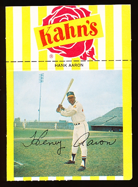 1968 Kahn’s Baseball with Tab- Hank Aaron, Braves