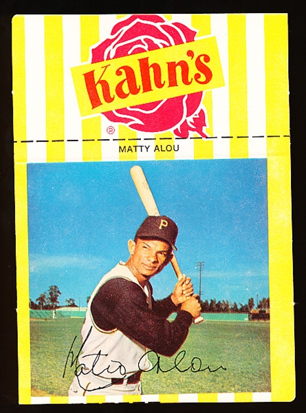 1968 Kahn’s Baseball with Tab- Matty Alou, Pirates