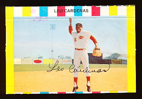 1968 Kahn’s Baseball- No Tab- Leo Cardenas, Reds- Small Version- Red/ Blue/ White/ Yellow