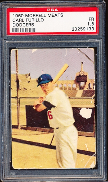 1960 Morrell Meats Bb- Carl Furillo, Dodgers- PSA Fair 1.5