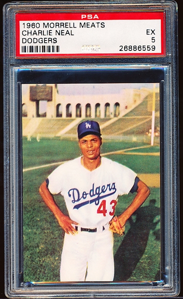 1960 Morrell Meats Bb- Charlie Neal- PSA Ex 5