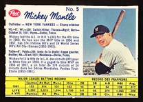 1962 Post Cereal Canadian Bb- #5 Mickey Mantle, Yankees- “153 Hits”