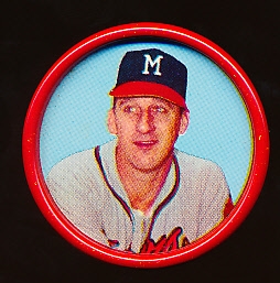 1963 Salada Metal Bb Coin- #8 Warren Spahn, Braves