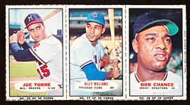 1965 Bazooka Baseball- 3 Card Panel- #16 Joe Torre/ #17 Billy Williams /#18 Bob Chance