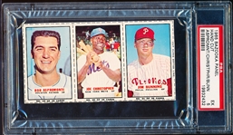 1965 Bazooka Baseball- 3 Card Panel- #19 Aspromonte /#20 Christopher/ #21 Jim Bunning- PSA Ex 5 
