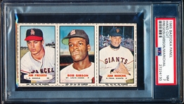 1965 Bazooka Baseball- 3 Card Panel- #2 Fregosi/ #23 Bob Gibson/ #24 Juan Marichal- PSA NM 7