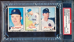 1965 Bazooka Baseball- 3 Card Panel- #25 Wickersham/ #26 Ron Hunt/ #27 Gary Peters- PSA Ex-Mt 6