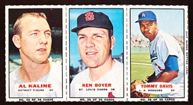 1965 Bazooka Baseball- 3 Card Panel- #34 Kaline/ #35 Ken Boyer/ #36 Tommy Davis