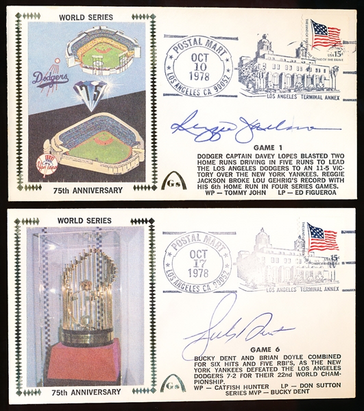 Autographed by 3 Diff.- October 10-17, 1978 Gateway Cachet MLB- Bucky Dent, Reggie Jackson, Reggie Smith- 1978 World Series- 75th Anniversary Set of 6 Cachets MLB