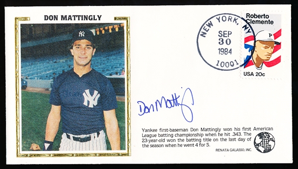 Autographed September 30, 1984 Renato Galasso, Inc. Cachet MLB- Don Mattingly- 1st AL Batting Title
