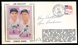 Autographed July 17, 1991 Gateway Cachet MLB- Lou Boudreau and Ken Keltner- 50th Anniversary of Joe DiMaggio Streak Stopped