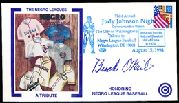 Autographed August 15, 1998 Bull’s Eye Cachet MLB- Buck O’Neil- 38/450 Negro Leagues Tribue