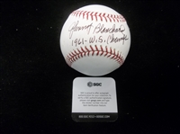 Autographed Johnny Blanchard Official MLB Bud Selig Bsbl.- SGC Certified