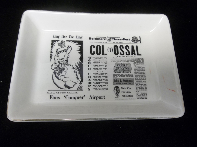 1958 Baltimore Colts NFL Champions Commemorative Ceramic Ashtray