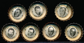 1964 Coca-Cola NFL Caps- 7 Diff. Green Bay Packer All-Stars