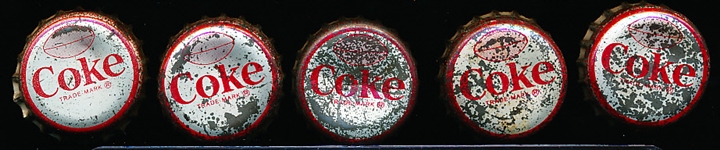1965 Coca-Cola NFL Caps- 5 Asst. Green Bay Packers All-Stars