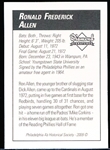 2009 Philadelphia A’s Historical Society “Diamond Signatures” Bsbl.- Ron Allen- set #87/125.