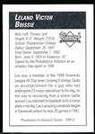 2009 Philadelphia A’s Historical Society “Diamond Signatures” Bsbl.- Lou Brissie, A’s- set #87/125.