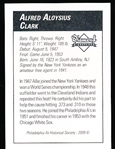 2009 Philadelphia A’s Historical Society “Diamond Signatures” Bsbl.- Allie Clark, A’s- set #87/125.