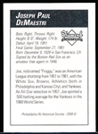 2009 Philadelphia A’s Historical Society “Diamond Signatures” Bsbl.- Joe DeMaestri, Yankees- set #87/125.