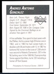 2009 Philadelphia A’s Historical Society “Diamond Signatures” Bsbl.- Tony Gonzalez, Phillies- set #87/125.