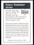 2009 Philadelphia A’s Historical Society “Diamond Signatures” Bsbl.- Spook Jacobs, A’s- set #87/125.