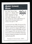 2009 Philadelphia A’s Historical Society “Diamond Signatures” Bsbl.- Al Rosen, Indians- set #87/125.