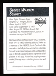 2009 Philadelphia A’s Historical Society “Diamond Signatures” Bsbl.- Barney Schultz, Cardinals- set #87/125.