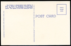 The Central News Co (Akron, OH.) “3B-H984, 825- Navy Corsair Fighter, Built by Goodyear Aircraft over Stadium, Akron, O” Linen Postcard